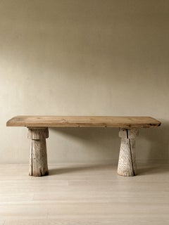 A Primitive Console Table on Sculpted Pedestal Legs, Scandinavia c. 1800s