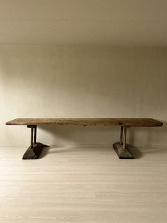 A Massive and Rare Wabi Sabi Long Table, Carved from a Single Plank, Early 1700s