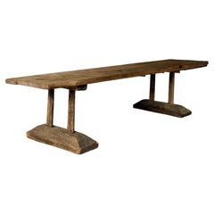 A Massive and Rare Wabi Sabi Long Table, Carved from a Single Plank, Early 1700s