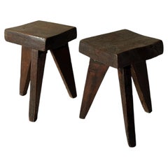 A Pair of Brutalist Stools France, c. 1960s