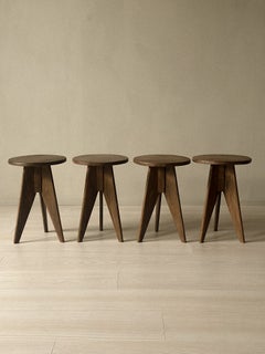 Set di quattro sgabelli in stile Jean Prouvé, Francia, anni ’60 circa
