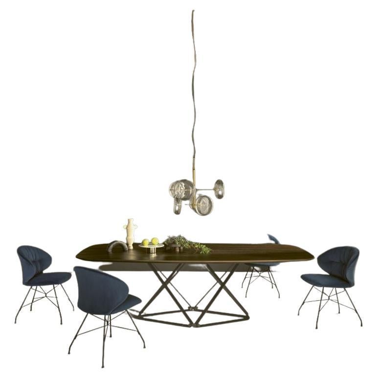 Table italienne moderne en métal et bois de placage de la collection Bontempi Casa