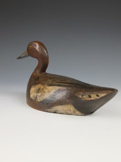 Early 20th Century Hand-Carved & Painted Redhead Working Duck Decoy, Initialled