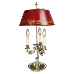 French Late 19th Century Brass Bouillotte Table Lamp with Adjustable Tôle Shade