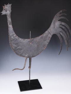 Large Antique French Folk Art Iron Cockerel Sculpture on Bespoke Stand