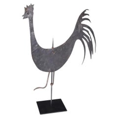 Large Antique French Folk Art Iron Cockerel Sculpture on Bespoke Stand