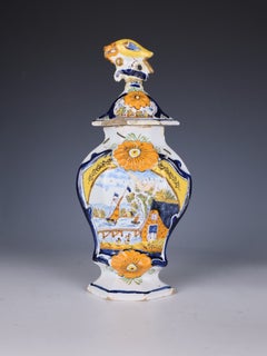 18th Century Dutch Delft Polychrome Covered Pot with Bird Finial, Circa 1760–178