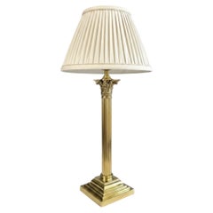 Antique English Brass Corinthian Column Table Lamp