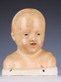 18th Century Tuscan Polychrome Stucco Head of the Infant Jesus (Bambino Gesù)