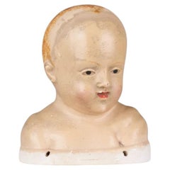 18th Century Tuscan Polychrome Stucco Head of the Infant Jesus (Bambino Gesù)