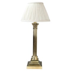 Large Victorian Brass Corinthian Column Table Lamp by Hinks & Sons, England, c.1