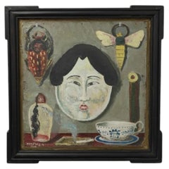 V. Khanotsky – Naïve Modernist Portrait with Moth & Objects, 1969
