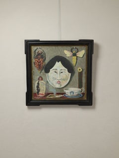 V. Khanotsky – Naïve Modernist Portrait with Moth & Objects, 1969