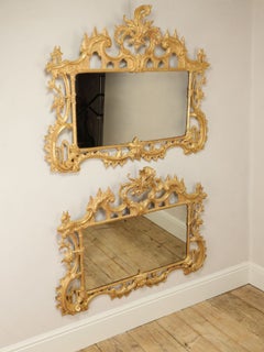 Pair of Irish George II Carved Giltwood Mirrors, 18th Century