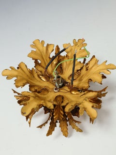 Mid-Century Italian Florentine Gilt Tole Six-Light Flush Mount Ceiling Light, c.