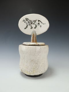 Spanish Raku Lidded Vase by Marciano Pérez Buendía, c.2000