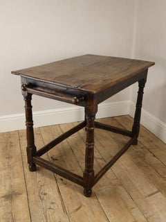 Late 17th / Early 18th Century English Oak Kitchen Table with Original Rails, c.