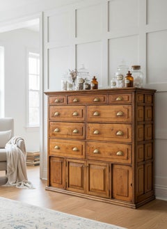 Monumental 19th Century Oak & Pine Bank of Drawers with Secret Compartments