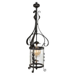 Large Arts & Crafts Hand-Forged Wrought Iron Country House Lantern, c.1880