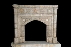 Rare Reclaimed Italian Limestone Fireplace Mantel