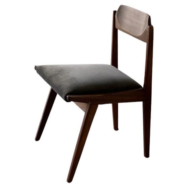 Jan Kuypers Velvet and Walnut Chair 1