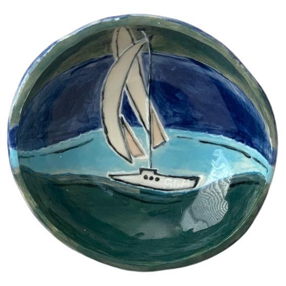 20th c. Nautical Hand-Painted Trinket Pottery  In Good Condition For Sale In Clermont, FL
