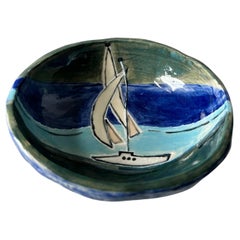 Vintage 20th c. Nautical Hand-Painted Trinket Pottery 