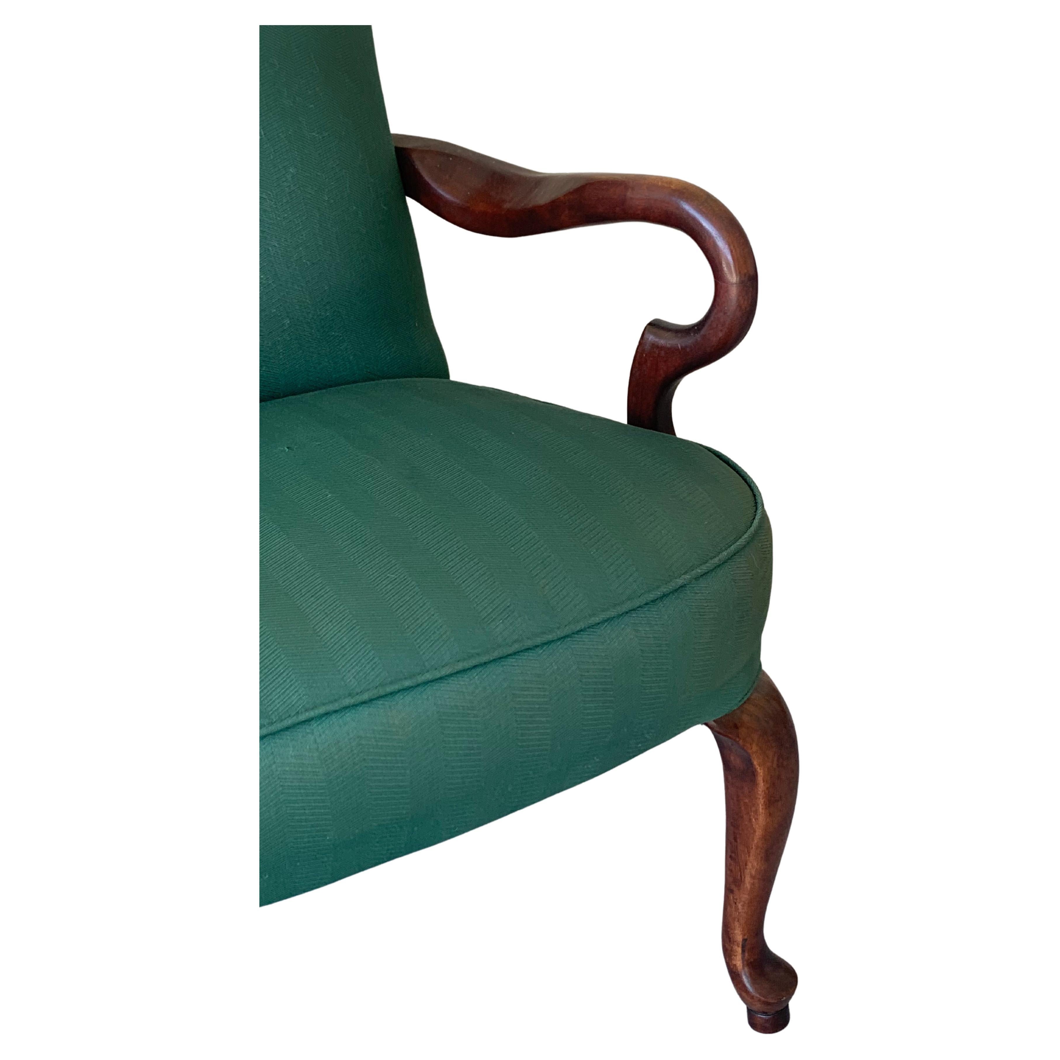 American 20th Century Queen Anne Chair Herringbone Pattern For Sale