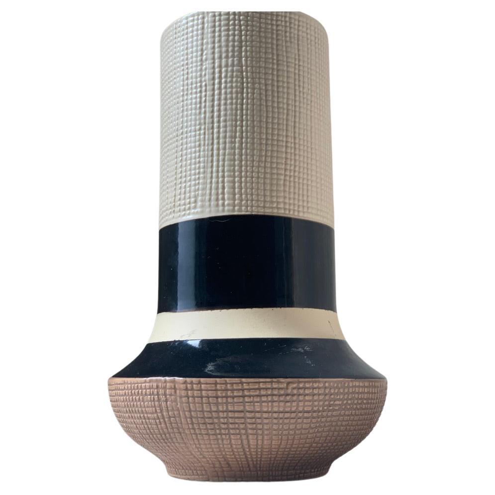 Minimalist 21st Century Ribbed Ceramic Vase