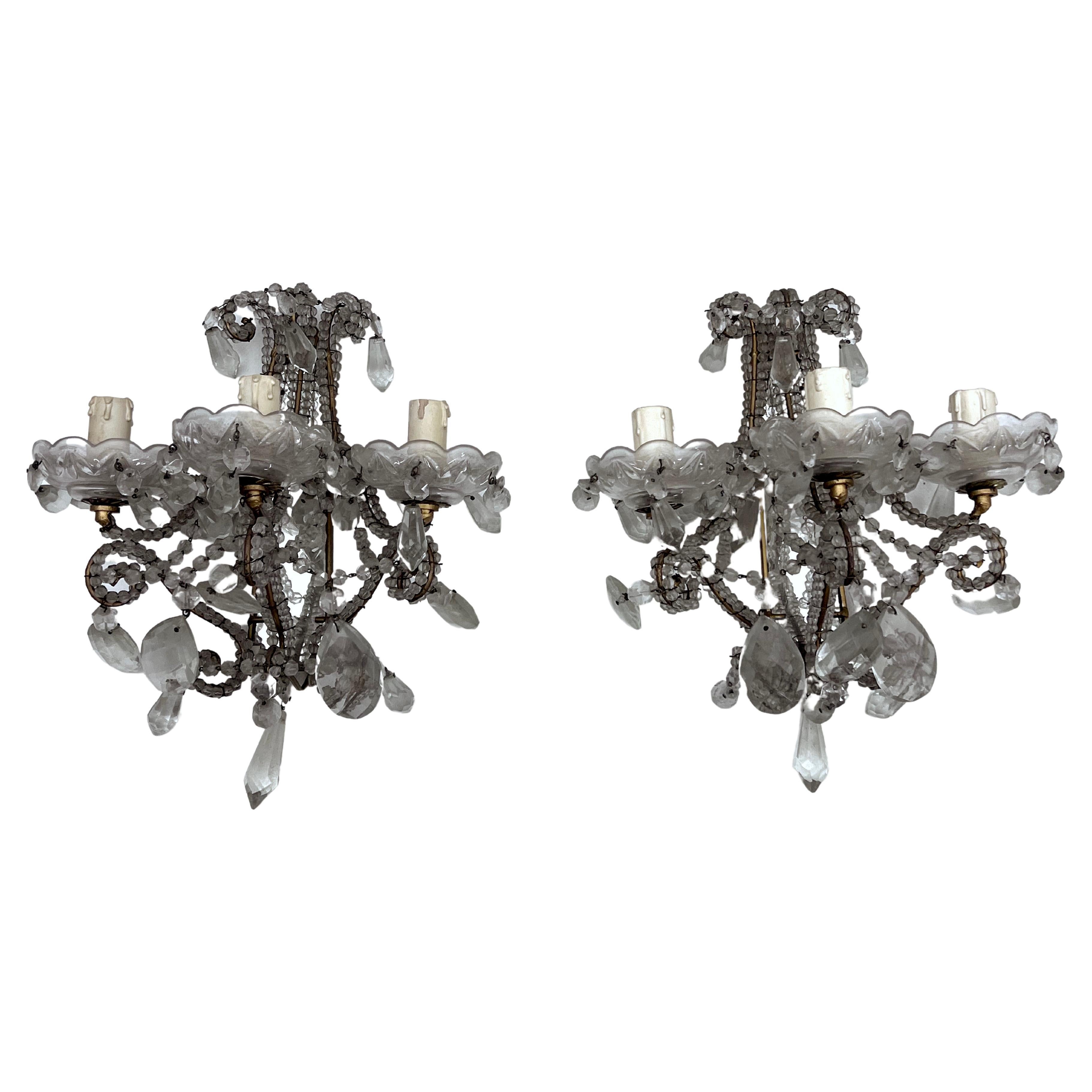 Mid-Century pair of Italian Maria Teresa sconces from 40s For Sale