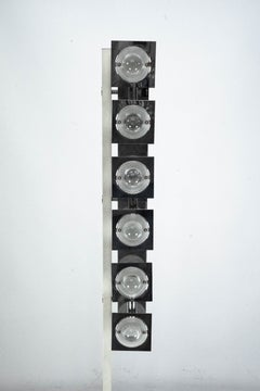Lampadaire en chrome et verre du milieu du siècle, attribué à Sciolari, Italie, années 1970