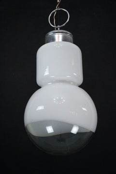 Vintage Mazzega space age chandelier in chrome and murano glass. Italy 1960s