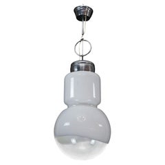 Vintage Mazzega space age chandelier in chrome and murano glass. Italy 1960s