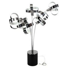 Italian Space Age Floor lamp with metal floral shades. Italy 1970s