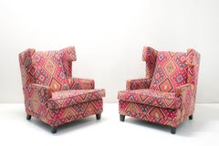 Set of Wingback Armchairs in Kilim Upholstery, 1990s