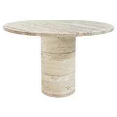 Travertine Round Dining Table by Angelo Mangiarotti for Up&Up, Italy, 1970s