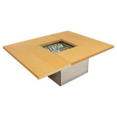 Mesa de centro con barra oculta de arce «Birds Eye», de Paul Michel, Francia, década de los 70
