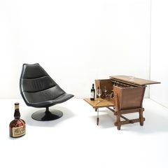 Black Leather F585 Swivel Lounge Chair by Geoffrey Harcourt for Artifort, 1970s