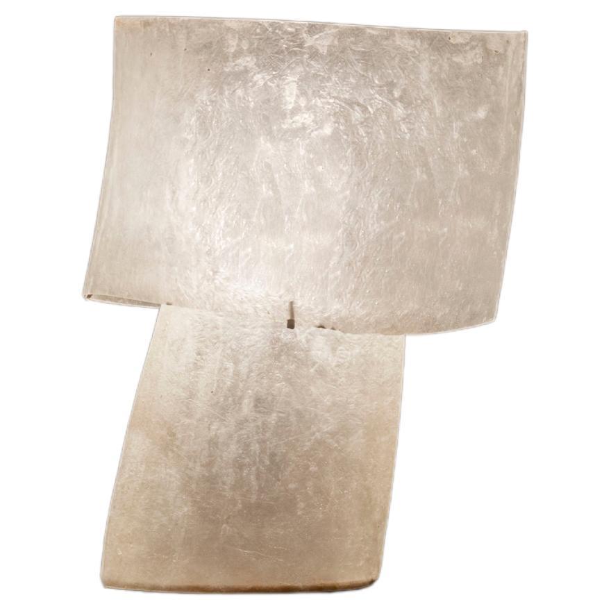 Lampe "Mush" Glasfaserschirm und Gestell aus poliertem Edelstahl im Angebot