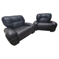 Paire de fauteuils en simili-cuir, Adriano Piazzesi, Italie, années 70