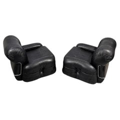 Paire de fauteuils en simili-cuir, Adriano Piazzesi, Italie, années 70