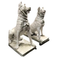 Vintage Pair Marble Dogs Cans de Jennings