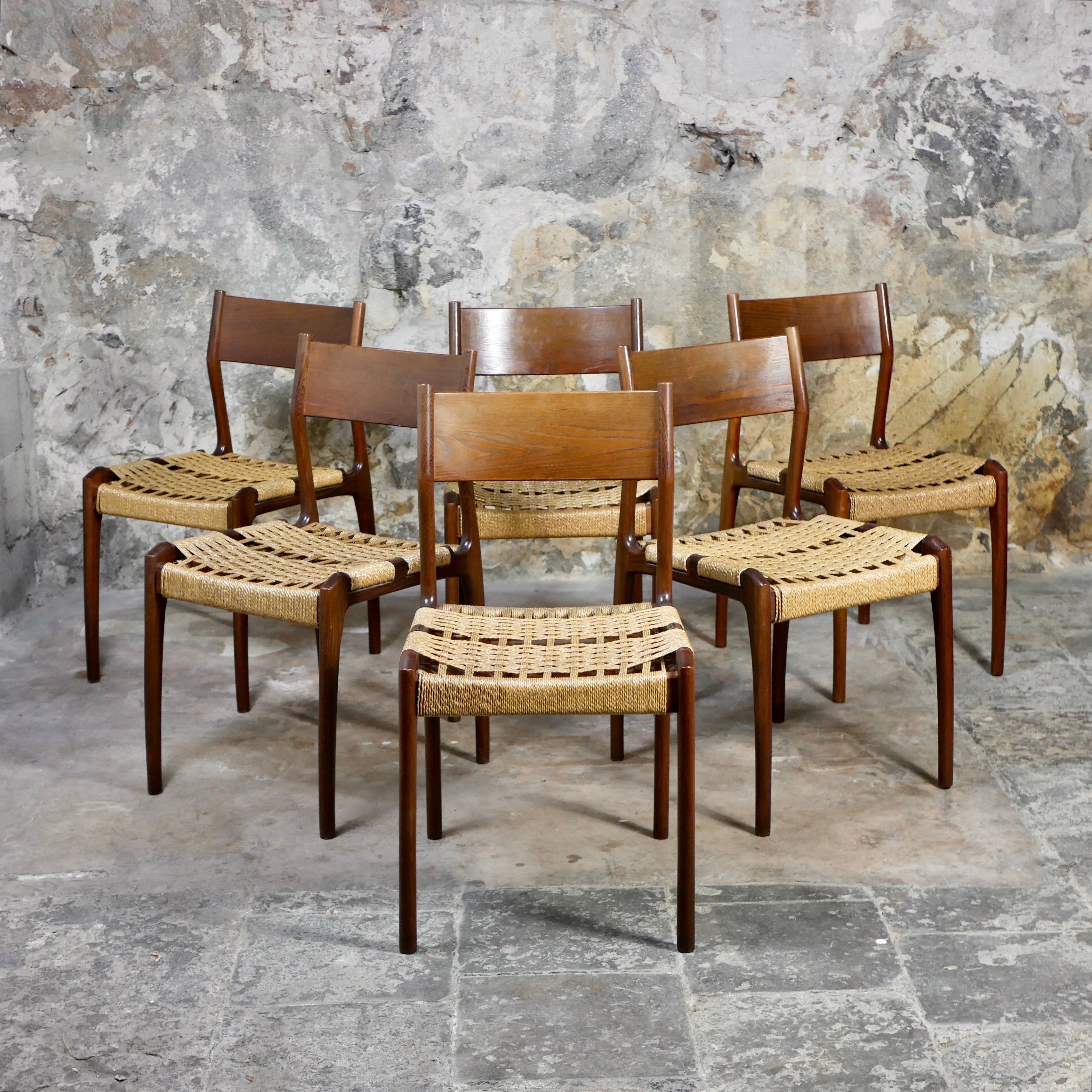 Set of 6 Havana Italian chairs by the Consorzio Sedie Friuli, 1960s