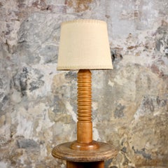 Screw shape wood table lamp from France, mid-20th century