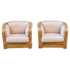 Vintage Set of two rattan armchairs by Maugrion, for Roche Bobois, France, 1980s