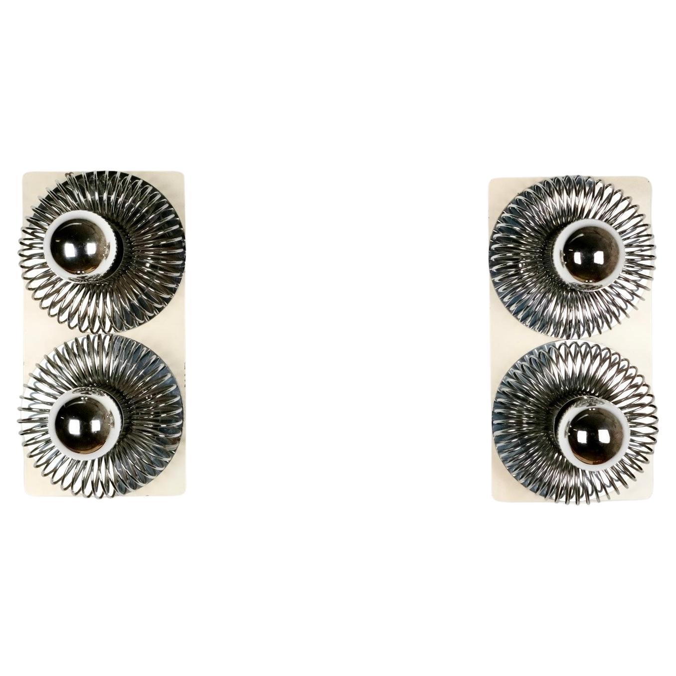 Paire d'appliques à double ressort de Philippe Rogier pour Oxar, France, 1970