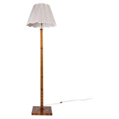Lampadaire Art déco en marqueterie ou en parquet, fabriqué en France, années 1930