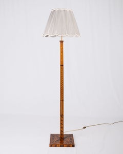 Lampada da terra in intarsio o parquet in stile Art Déco, realizzata in Francia, anni '30
