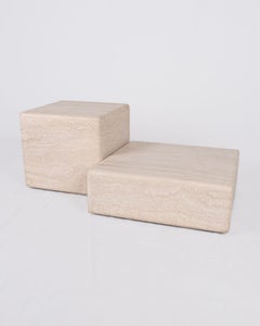 Pair of travertine coffee tables, by Claude Berraldacci, France, 1990s