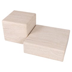 Pair of travertine coffee tables, by Claude Berraldacci, France, 1990s